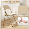 4 Pack Folding Chairs with Padded Seats, Velvet Portable Party Chairs with Steel Frame, Beige