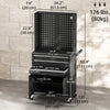 Rolling Tool Cabinet with Pegboard, Lockable Tool Chest, Mobile Tool Storage Organizer for Garage and Workshop, Black
