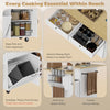 Kitchen Island Cart with Charging Station and Drop Leaf, Kitchen Island Table on Wheels with Trash Can Cabinet