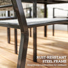 7 Piece Outdoor Dining Set with 6 Stackable Chairs, Rectangle Table, WPC Slatted Top, Rust-Resistant Steel Frame