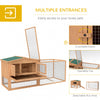 62'' L 2-Story Rabbit Hutch Bunny Cage Small Animal House with Pull Out Tray, Detachable Run, Ramp, for Indoor Outdoor, Natural