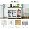Modern Kitchen Island, Utility Kitchen Serving Cart with 2 Storage Drawers & Cabinets for Dining Room, White