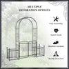 7.2FT Metal Garden Arch with Gate, 2 Side Planter Baskets, Garden Arbor Archway Trellis for Roses and Climbing Plants, Black