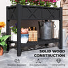 Wooden Raised Garden Bed, Elevated Planter Box with Storage Shelf, Drainage Holes and Liner, 34