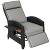 Outdoor Recliner Chair with Adjustable Backrest, Cushion, Side Tray, Dark