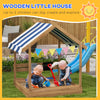 Outdoor Wooden Sandbox with Cover for 3-7 Years Old, Backyard, Brown