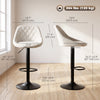 Bar Stools Set of 3, Swivel Counter Height Bar Stools with Back, Adjustable Linen-Look Bar Chairs, Off-White