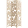 3 Panel Room Divider, Detachable Folding Privacy Screens with Palm Leaf Design for Home Office, Natural Wood Finish