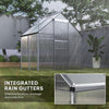 6' x 12' x 6.5' Walk-in Greenhouse, Polycarbonate Greenhouse with Adjustable Roof Vent, Base, Sliding Door, Silver