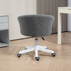 Armless Office Chair, Fluffy Computer Desk Chair with Adjustable Height, Swivel Wheels, Mid Back, Grey