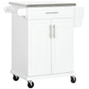 Kitchen Island with Stainless Steel Top, Rolling Kitchen Cart on Wheels with Storage Drawer, Cabinet, Towel Rack and Spice Rack (Black)