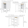 Folding Dining Table with Storage, Drop Leaf Kitchen Table for Small Spaces, White