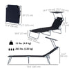 Outdoor Lounge Chair, Adjustable Folding Chaise Lounge, Tanning Chair with Sun Shade for Beach, Camping, Hiking, Backyard, Black