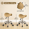 Saddle Stool, PU Leather Adjustable Rolling Salon Chair, Light Brown