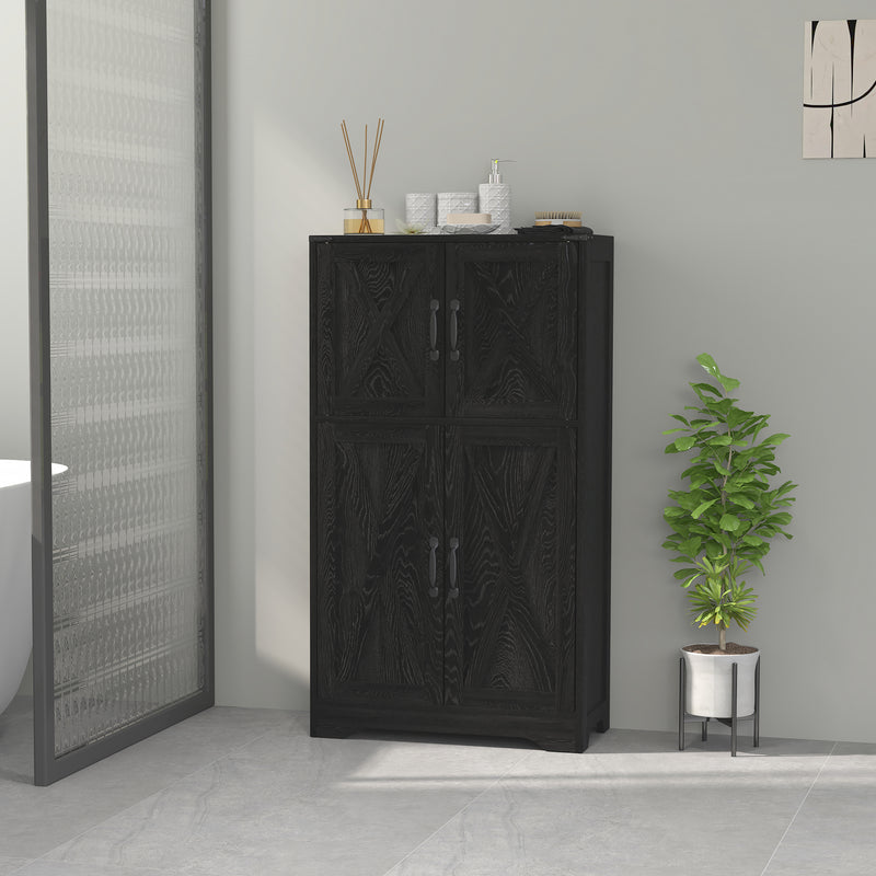 Farmhouse Kitchen Pantry, Freestanding Kitchen Pantry Storage Cabinet with Barn Doors and Adjustable Shelves, White