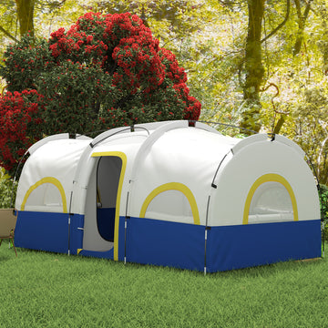 4 Person Camping Tent, 3 Room Cabin Tent, 3000mm Waterproof and UPF30+ with Sewn in Groundsheet and Carry Bag