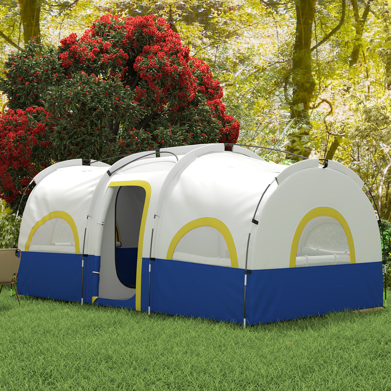 4 Person Camping Tent, 3 Room Cabin Tent, 3000mm Waterproof and UPF30+ with Sewn in Groundsheet and Carry Bag