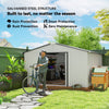 11' x 13'Garden Storage Shed w/ Foundation Kit Metal Tool Storage House w/ Double Doors, White