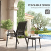 Set of 2 Outdoor Dining Chairs, Stackable Lawn Chairs with High Back, Breathable Mesh Seat for Garden Porch, Black