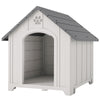 Large Plastic Dog House Outdoor Indoor, Water Resistant Puppy Shelter with Base Support, 34.6