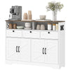 Sideboard, Buffet Cabinet with 4 Barn Doors and 3 Drawers, Coffee Bar Cabinet with Adjustable Shelves