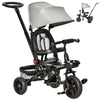 Qaba Tricycle for Toddler 4 in 1 Kids Trike with Reversible Adjustable Seat, Baby Push Bike with Removable Handle, Curved Canopy, Belt Storage Brake Clutch for 1-5 Years, Grey