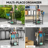 3-Tier Yard Tool Tower Rack, Garden Tool Organizer with 14 Hooks for Long-Handled Rakes, Shovel, Broom, Black