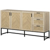 Buffet Cabinet, Coffee Bar Cabinet with Drawers and Adjustable Shelves, Oak