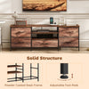 TV Stand for TVs up to 65 Inch, Industrial TV Console with Charging Station, 5 Drawers and Open Shelves, Rustic Brown