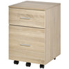 Mobile Filing Cabinet, Vertical File Cabinet with 2 Drawers, Wheels, for Letter or A4 File, Natural