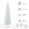 7' Pencil Christmas Tree, Slim Artificial Xmas Tree with Realistic Branches, Sturdy Metal Stand, White