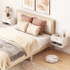 Set of 2 Wall Mounted Bedside Tables, Floating Nightstands with Fluted Drawer and Open Shelf for Bedroom, White