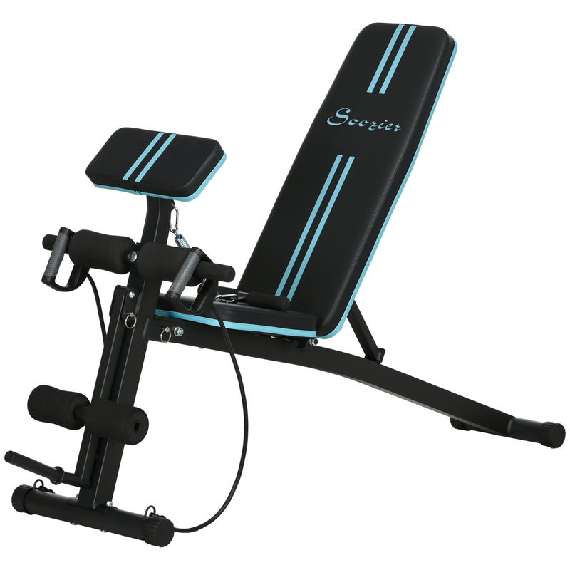 Soozier Foldable Press Bench Adjustable Dumbbell, Weight Training Bench Exercises Gym Chair, Black & Red