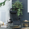Outdoor Zero Gravity Reclining Lounger Chair with Canopy Shade, Side Tray, Cupholder, Black