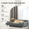 Elevated Dog Sofa Bed, Cat Couch with Cushion, Washable Cover, Wooden Legs, for Medium & Large Dogs, Dark Grey