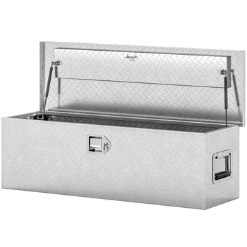 30 Inch Truck Bed Tool Box, Heavy Duty Aluminum Diamond Plate Trailer Tongue Box with Side Handle and Locks Keys