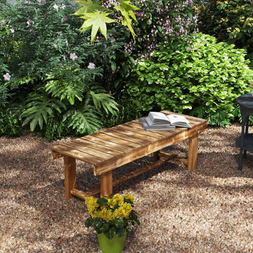 Outdoor Garden Bench, Backless Patio Fir Wood Stool, Armless Loveseat, 43.25