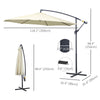 Φ10' Deluxe Cantilever Umbrella Outdoor Market Parasol Banana Hanging Offset Sunshade Crank Cross Base Beige