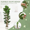 6FT Artificial Fiddle Leaf Fig Tree Set of 2, Fake Potted Tree with Solid Wood Trunks for Indoor Decor, Green