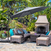 9.6ft Offset Patio Umbrella Garden Hanging Parasol Banana Cantilever Umbrella with Base, Crank