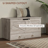 31.5 Inches Storage Chest, Storage Trunk with 2 Safety Hinges for Living Room, Grey Wood Grain