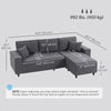 Corner Sofa with Changeable Chaise, Corduroy L-Shaped Sectional Sofa with Pocket Spring, 2 Pillows