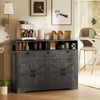 Sideboard, Buffet Cabinet with 4 Barn Doors and 3 Drawers, Coffee Bar Cabinet with Adjustable Shelves, Espresso