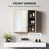 Wall Mount Medicine Cabinet with Mirror, Bathroom Cabinet Storage Organizer with 2 Doors, Cupboards and Shelves, Natural