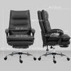 Executive Office Chair with 6-Point Massag, Microfibre Reclining Computer Chair with Footrest, Cream White