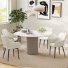 Dining Chairs Set of 2, Velvet-look Fabric Upholstered Kitchen Chairs with Backrest, Armrests and Steel Legs, Cream White