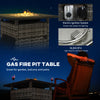 Outdoor PE Rattan Propane Fire Pit Table, 50,000 BTU Pulse-Ignition Wicker Fire Table, Mixed