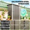 3.3' x 3.4' Lean-to Outdoor Garden Storage Shed, Galvanized Steel with Lockable Door for Patio Brown and White