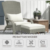 Wicker Adirondack Chair with Ottoman, Patio Cushioned Muskoka Chair, Outdoor Fire Pit Chair with High-back and Armrests, for Deck, Garden, Backyard, Grey/Cream White