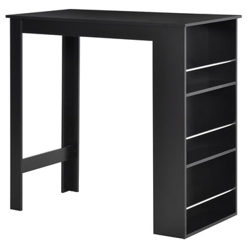 Bar Table Counter Height Dining Table with 3 Storage Shelves for Kitchen, Dining Room, Living Room, Black